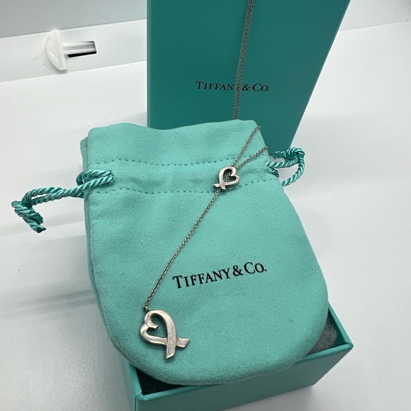 Tiffany & Co Sterling Silver Picasso Lariat Love Heart Charm Necklace - Picture 2 of 2